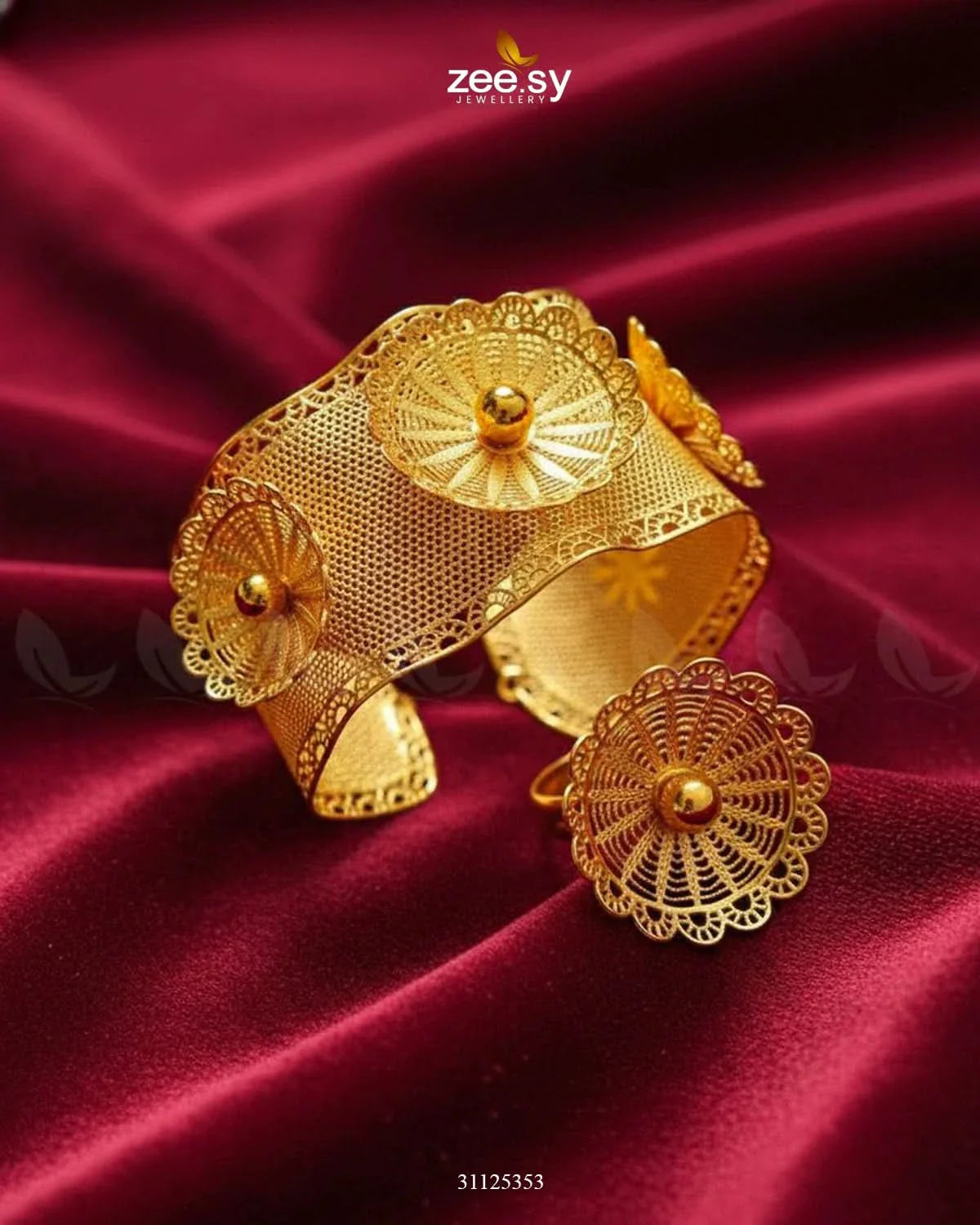 Sultanate Sunburst Filigree Bangle Ring Set